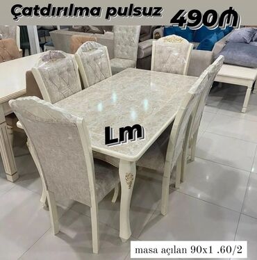 mətbəx stol stul divan: Qonaq otağı üçün, Yeni, Dördbucaq masa, 6 stul, Azərbaycan