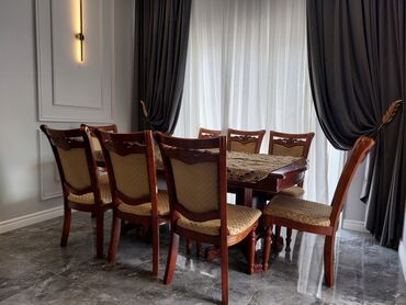 yığılıb açılan stol: Qonaq otağı üçün, İşlənmiş, Açılan, Dördbucaq masa, 8 stul