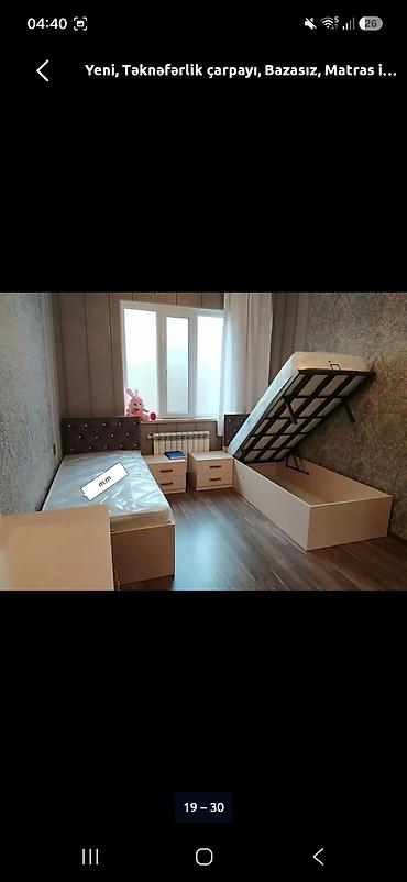 qədim mebel: Tək nəfərlik yataq dəsti – bazalı və tumbalı model - Komplekt: 2 ədəd — 1