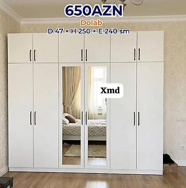 embawood paltar dolabı: Ağ rəngli çoxbölməli paltar dolabı Ölçülər: - Dərinlik: 47 sm - — 1