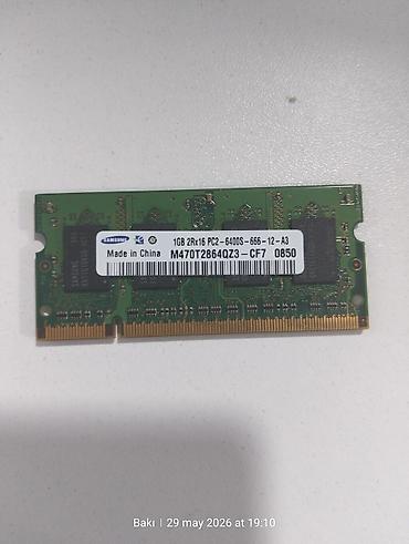 Operativ yaddaş (RAM) Samsung, 1 GB, < 1333 Mhz, DDR2, Noutbuk üçün, İşlənmiş