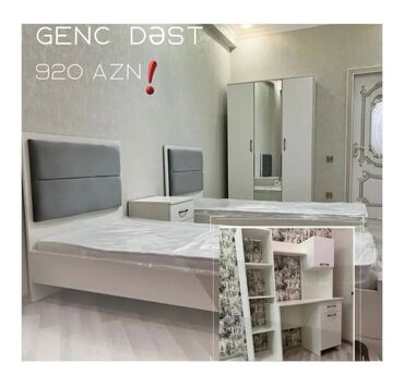 Uşaq və gənc otağı üçün dəstlər: Oğlan və qız üçün, Yeni, 2 təknəfərlik çarpayı, Yazı masası, Dolab, 2 tumba