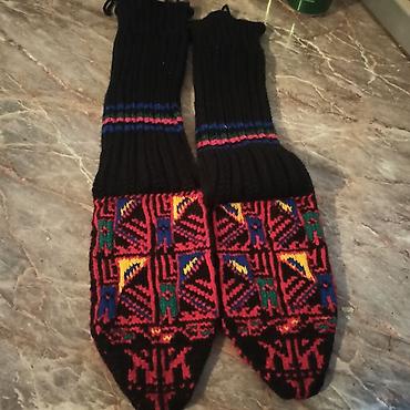 Čarape: Ručno pletene vunene čarape – opanci/putaše sa bogatim etno motivima — 3
