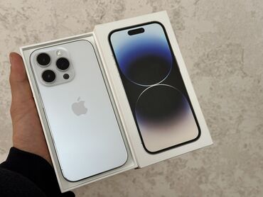 Apple iPhone: IPhone 14 Pro, Б/у, 256 ГБ, White Titanium, Наушники, Зарядное устройство, Защитное стекло, 82 %