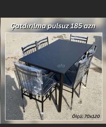 Masa və oturacaq dəstləri: Mətbəx üçün, Açılmayan, Dördbucaq masa, 4 stul — 8