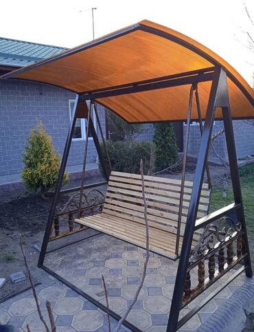 Садовые качели: Садовые качели Металл, Со спинкой, С крышей — 24