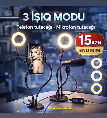 Фото и видеокамеры: Telefon tutacağı + Mikrofon tutacağı ilə ikiqat funksiyalı LED halqa — 1