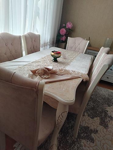 işlənmiş masa və oturacaqlar: Qonaq otağı üçün, İşlənmiş, Açılan, Dördbucaq masa, 6 stul — 2