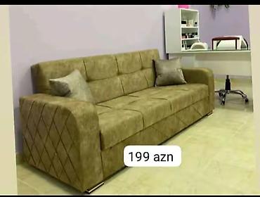 məbel: Mebel: Üç nəfərlik yumşaq divan - Rəng: Zeytun/khaki tonlarında - — 1