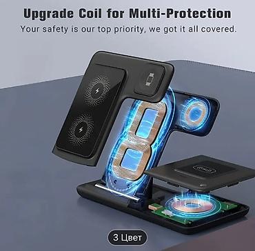 led: Mingmai 3-в-1 складная беспроводная станция зарядки для iPhone 15, 14 — 2