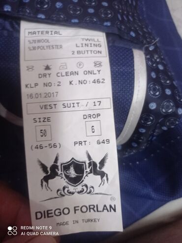uzun pencekler: Diego Forlan üçlü kostyum (Vest Suit) – Türkiyədə istehsal - Parça