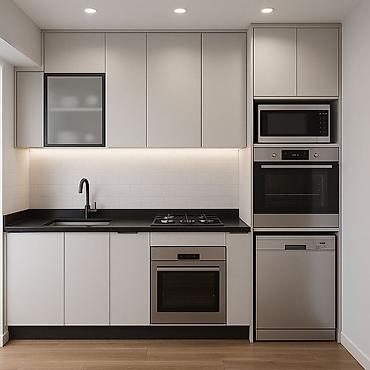 silver kitchen: Кухонный гарнитур в современном минималистичном стиле - Прямая — 1