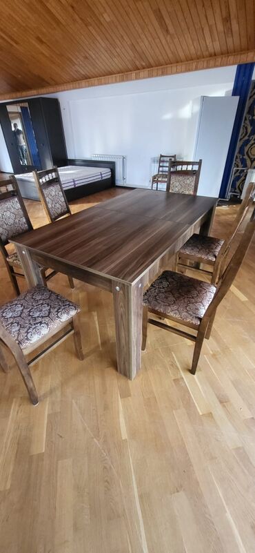 стеклянный стол на кухню купить: Açılmayan, Dördbucaq masa, 6 stul