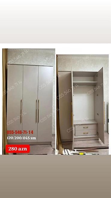 koridor dolabı: Üç qapılı geyim şkafı - Ölçülər: 120/200/45 sm - Rəng: açıq bej/boz — 1