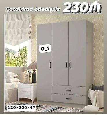 трюмо в прихожую: Üç qapılı paltar şkafı – model G_1 - Rəng: açıq boz - Ölçülər: 120 × — 1