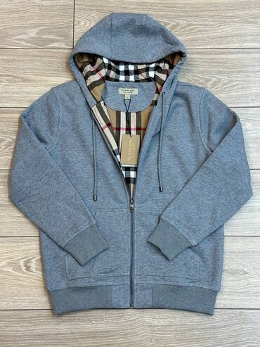 полузамок мужской: Мужская толстовка, M, L, XL, Burberry, Новый, цвет - Серый, Самовывоз, Платная доставка