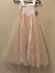 Bodi: Uşaq üçün zərif ziyafət/libas paltarı - Rəng: açıq pudra/şaftalı -