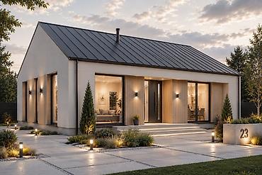green home: Одноэтажный дом современного сканди-дизайна с террасой Общая площадь — 1