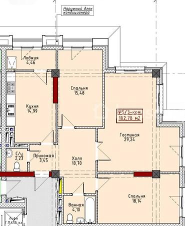 жк гармония: 3 комнаты, 103 м², Элитка, 12 этаж, ПСО (под самоотделку) — 2