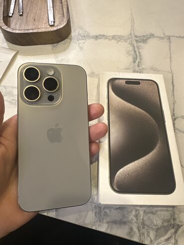 Apple iPhone: IPhone 15 Pro, Б/у, 128 ГБ, Natural Titanium, Коробка, 98 %