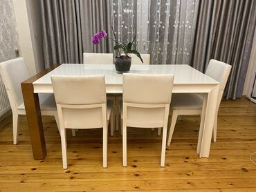 yazi stolu islenmis: Qonaq otağı üçün, İşlənmiş, Açılan, Dördbucaq masa, 8 stul, Türkiyə