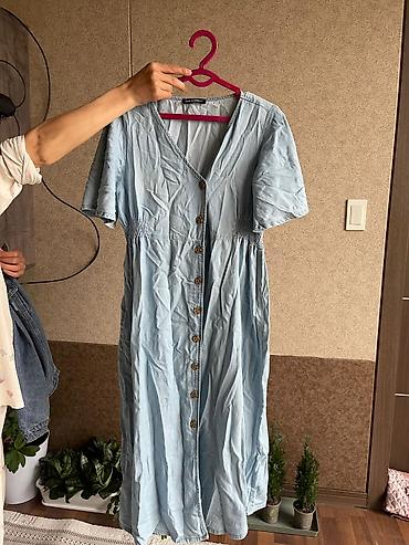 Повседневные платья: Платье миди + джинсовая куртка - Платье 1: миди, черный фон с мелким — 3