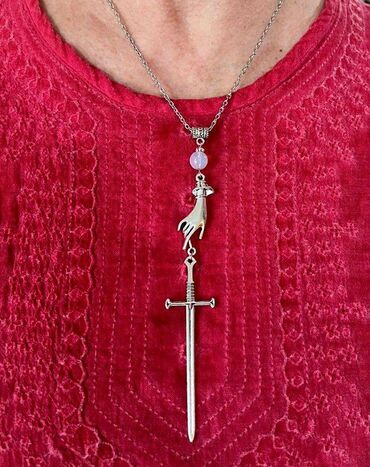 серебренная цепочка: Ожерелье, цепочка с кулоном в викторианском стиле, подвеска виде меча