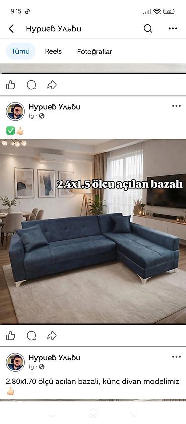kohnə divan: *SİFARİŞLƏ 3/5 gün ərzində hazırlanan qonaq otağı üçün künc divanlar* — 3