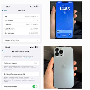 iphone 13 pro max islenmis qiymeti: IPhone 13 Pro Max, 256 GB, Matte Space Gray, Face ID, Sənədlərlə