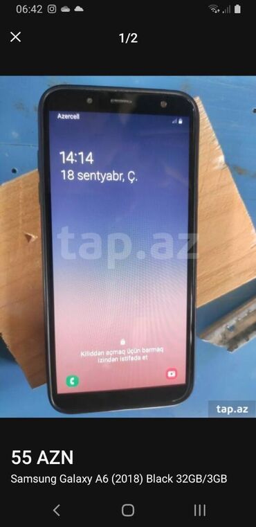 samsunq: Samsung Galaxy A6, 32 GB, rəng - Qara, Barmaq izi, İki sim kartlı