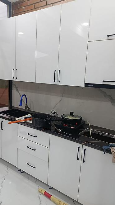 silver kitchen: Современный кухонный гарнитур + техника - Прямой кухонный гарнитур с — 4