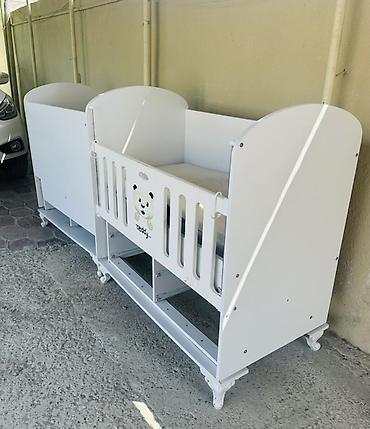 usag besik: Ağ rəngdə taxta beşik – “Teddy” dizaynı - Material: MDF/taxta — 3