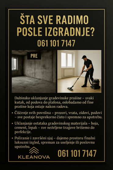 Biznis usluge: ### **✨ KLEANOVA – Kada čistoća postane luksuz! ✨** 🔹 **Imate — 7