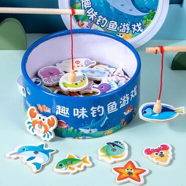 детские игрушки деревянные: Рыбная Деревянная Магнитная Развивающая игра Набор 61 шт 🍭 30 рыб и 31
