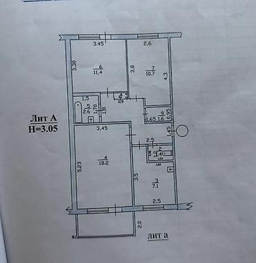 Продажа квартир: 3 комнаты, 62 м², 105 серия, 9 этаж, Евроремонт — 9