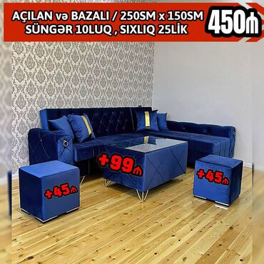 Masa və oturacaq dəstləri: Künc divan, Yeni, Açılan, Bazalı, Parça, Şəhərdaxili pulsuz çatdırılma