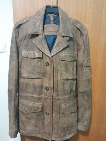 sakoi muski beograd: Leather jacket Genuine leather, XL (EU 54), Massimo Dutti