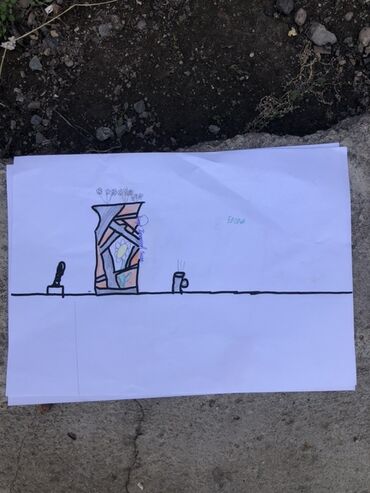 садовые инструменты: Рисунок на бумаге в стиле минималистичной графики. - Формат: лист A4