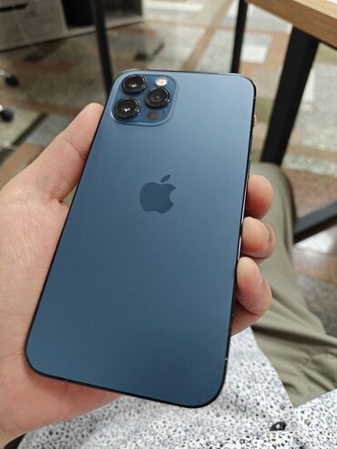 Apple iPhone: IPhone 12 Pro, Б/у, 128 ГБ, Pacific Blue, Кабель, Коробка, 77 %