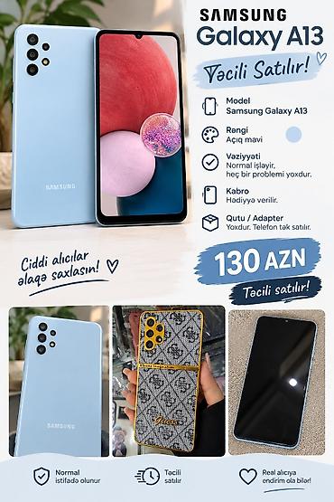 samsung tab s7 plus: Samsung Galaxy A13, 2 GB, rəng - Mavi, Barmaq izi — 1