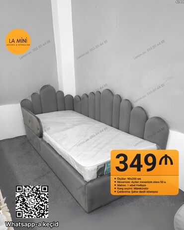 taxt satisi: Oğlan və qız üçün, Çarpayı, Bazalı, Matras ilə, Siyirməsiz