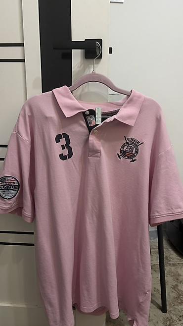 pull and: Мужская футболка, 2XL, Us Polo Assn, Б/у, цвет - Розовый — 1