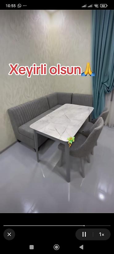 кухонный диван угловой: Для кухни, Новый, Прямоугольный стол, 2 стула — 1