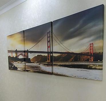 cipsi sekilleri: Üç parçalı divar tablo seti – Golden Gate körpüsü mənzərəsi — 2