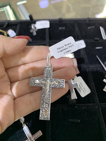 Серебряные кулоны и подвески: Кулон, Проба 925, Без вставки, Унисекс, Форма: Крестик — 6