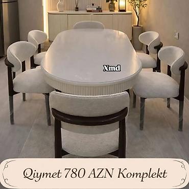 kuxna bebeli: Yemək otağı üçün modern dizaynlı masa-stul dəstləri - Komplekt 1 — 2