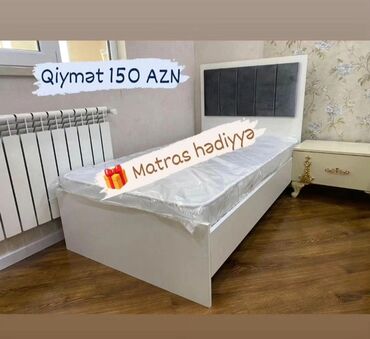 2 спальная кровать: Birnəfərlik, Bazasız, Pulsuz matras, Siyirməsiz, Azərbaycan, Sadə laminat
