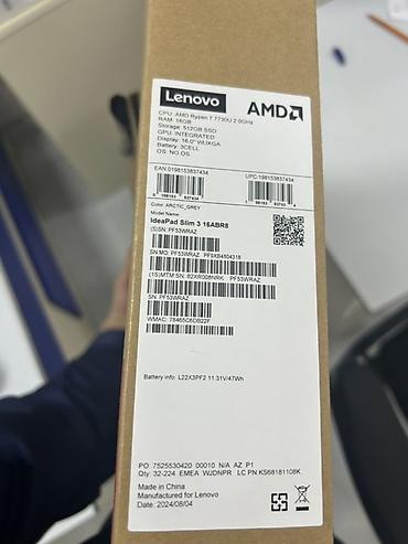microsoft surface pro: Lenovo IdeaPad Slim 3 16ABR8 noutbuku - Prosessor: AMD Ryzen 7 7730U — 4