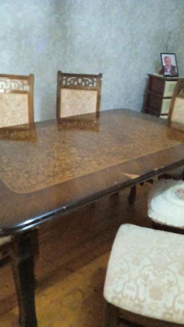 ikinci el stol stul: Qonaq otağı üçün, İşlənmiş, Açılan, Dördbucaq masa, 6 stul — 3