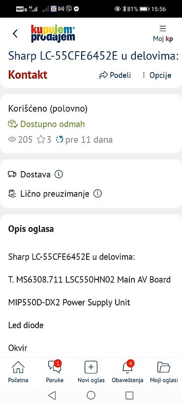 Aksesoari za TV i video: Sharp LC-55CFE6452E – delovi Dostupni originalni delovi sa modela na lalafo.rs — 1 Aksesoari za TV i video: Sharp LC-55CFE6452E – delovi Dostupni originalni delovi sa modela — 1
